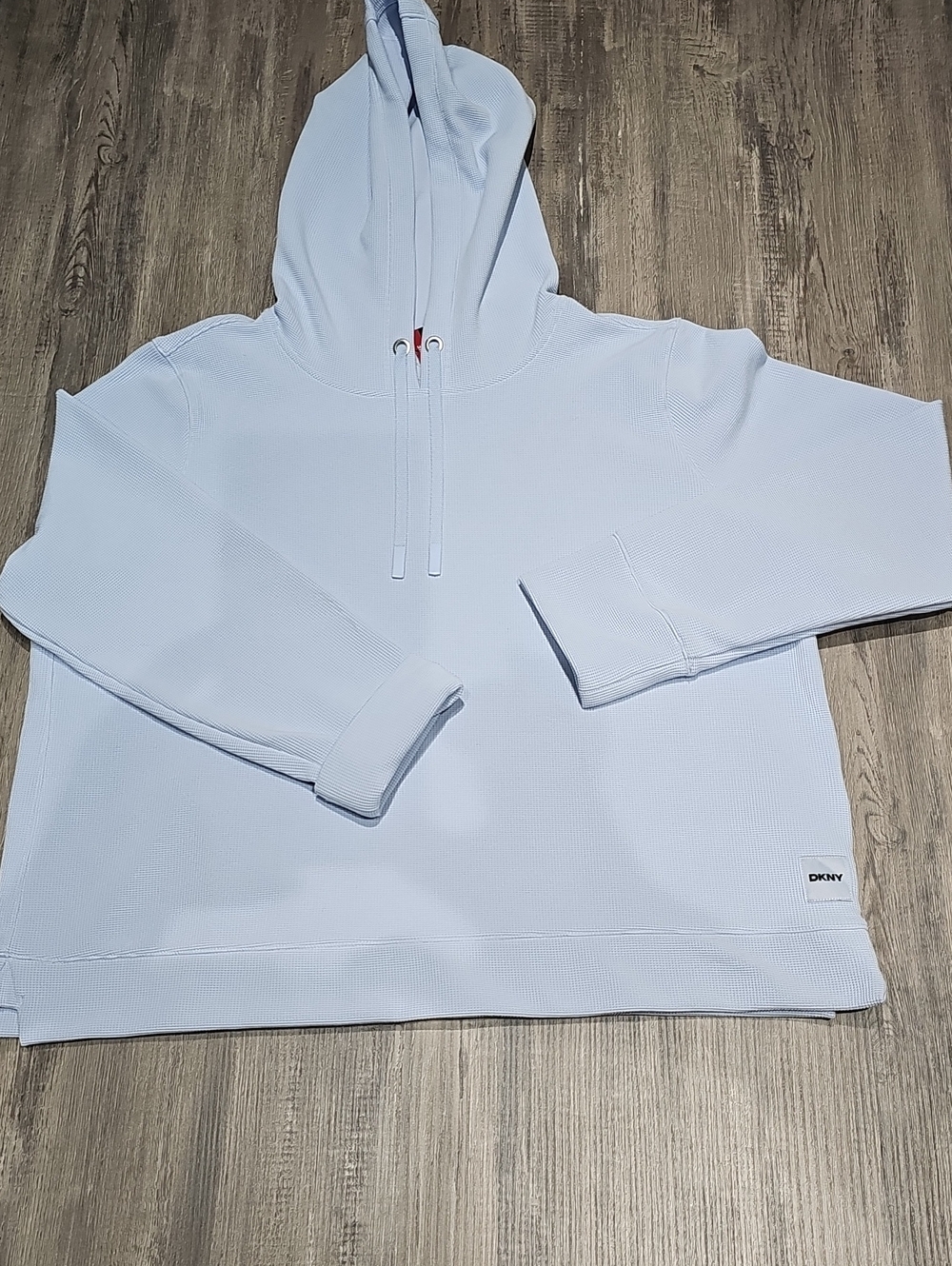 DKNY Pale Blue Hooded Pullover Sweatshirt